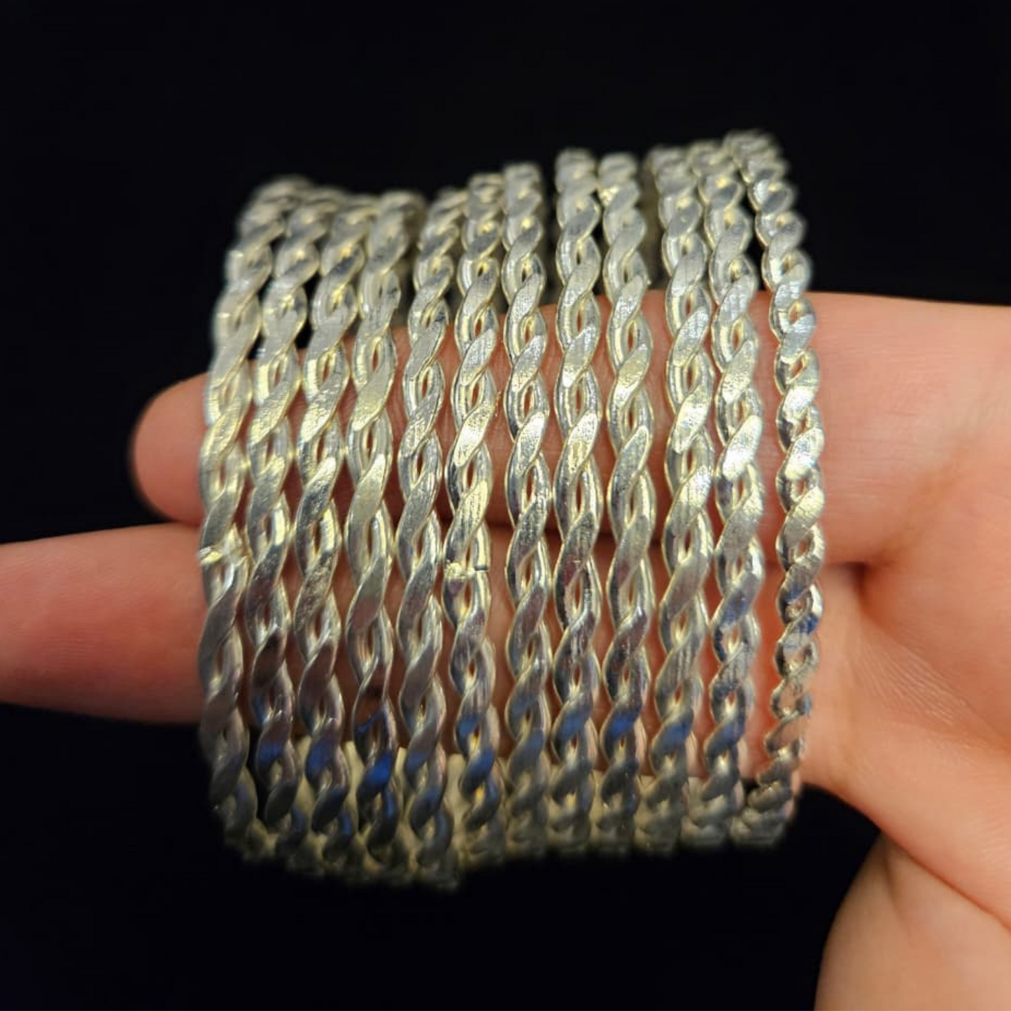 Silver Twisted Bangles