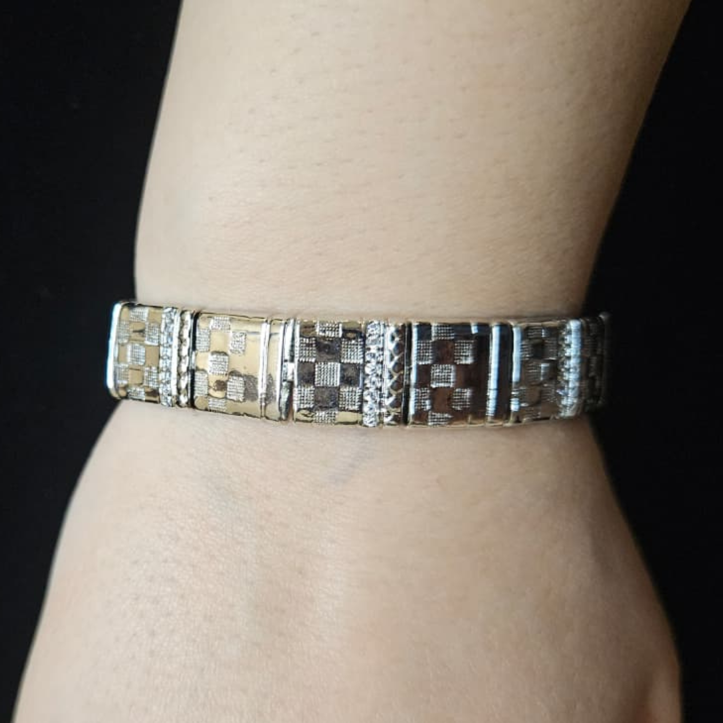 Silver Checkered Bracelet