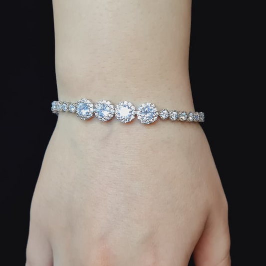 Silver Bracelet with Round Stones