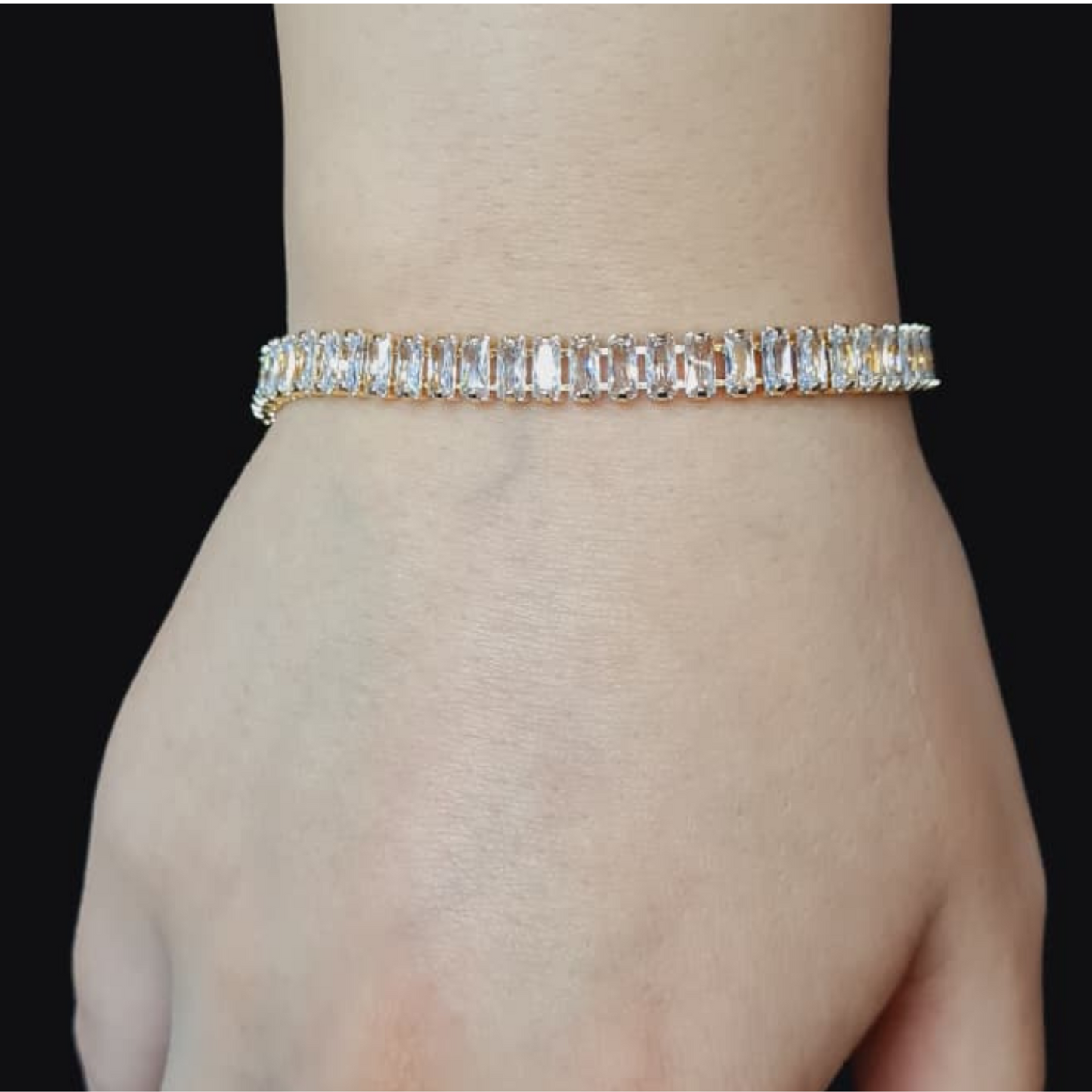 Golden Bracelet with Rectangular Stones