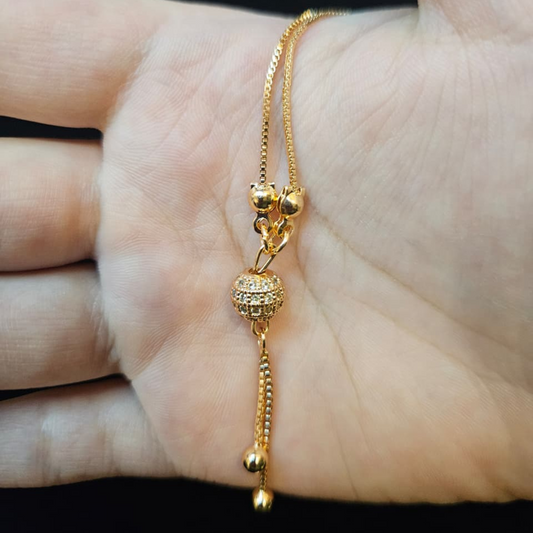 Golden Box Chain with Bead Pendant