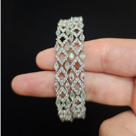 Light Green Leaf Cut Bangles