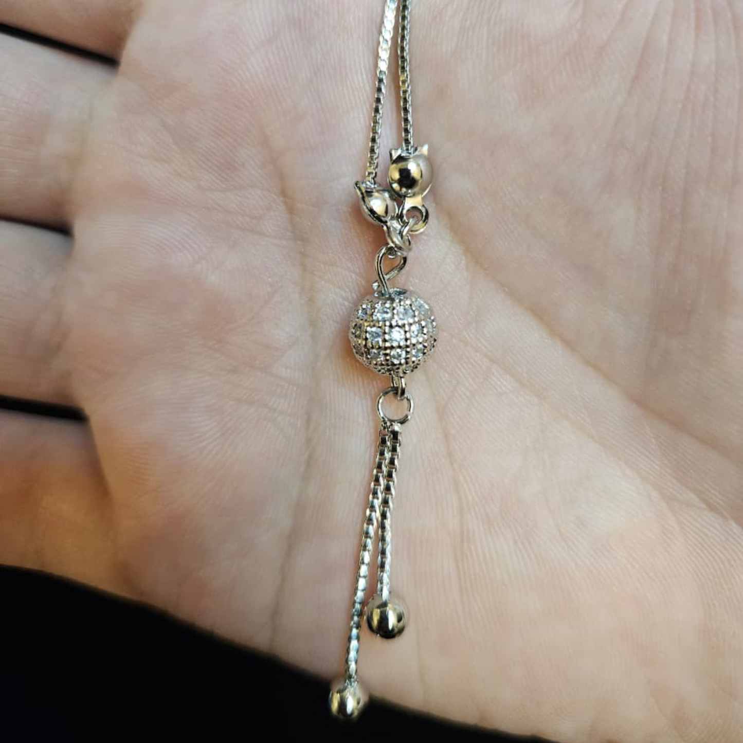Silver Box Chain with Bead Pendant