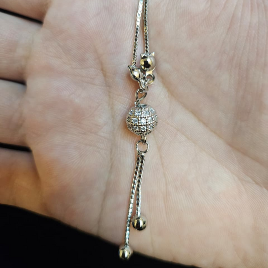 Silver Box Chain with Bead Pendant